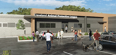 Artistic rendering of the outside of the APL's new animal resource center
